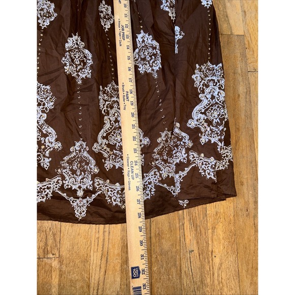 Western Flowy Lined Skirt Beaded Sequins Design 100% Cotton Fairy Whimsigoth 12 - Picture 7 of 8